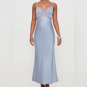 SINCERELY JULES Sz M Ice Blue Satin Lace Slip Ds Romantic Feminine 90’s Inspire